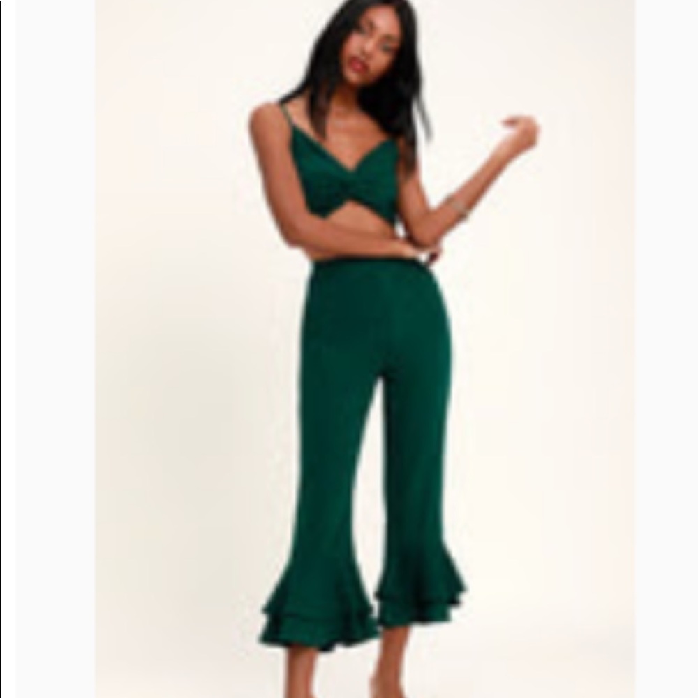 cropped ruffle pants